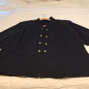 Navy, nautical themed, peplum jacket.